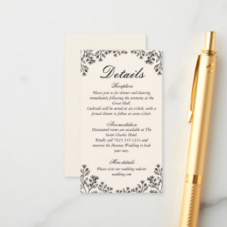 Minimalistische Florale Elfenbein-Hochzeit Begleitkarte