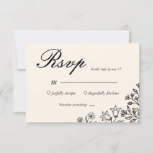 Minimalistische Florale Elfenbein-Hochzeits-RSVP-K