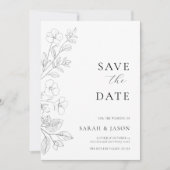 Minimalistische florale flache Save The Date Karte (Vorderseite)