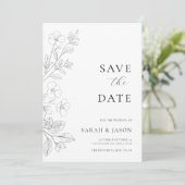 Minimalistische florale flache Save The Date Karte (Stehend Vorderseite)
