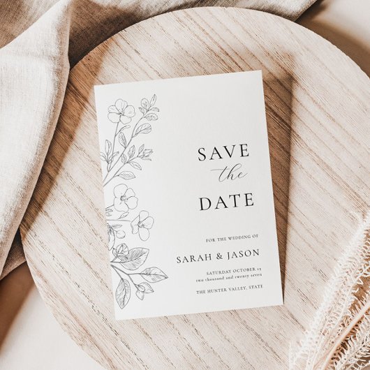 Minimalistische florale flache Save The Date Karte