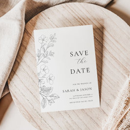 Minimalistische florale flache Save-the-Date-Karte Save The Date
