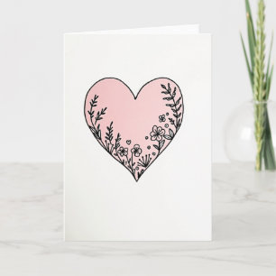 Minimalistische florale Herz-Matte-Karte Karte