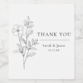 Minimalistische Florale Hochzeits-Weinetiketten Weinetikett (Einzelnes Label)