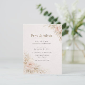 Minimalistische Florale Hochzeitseinladung RSVP Karte