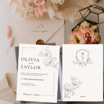 Minimalistische florale Linienkunst-Hochzeitseinla