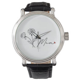 Minimalistische florale Mama mit Herz Armbanduhr