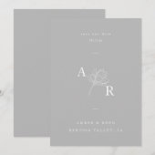 Minimalistische florale Monogramm elegant grau Save The Date (Vorne/Hinten)
