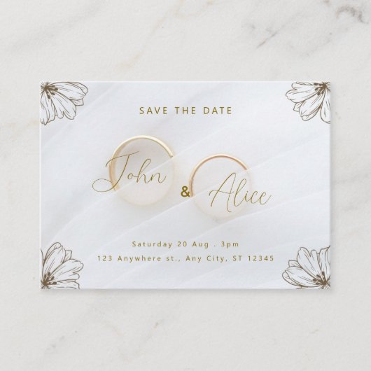 Minimalistische florale Save the Date Hochzeitskar Begleitkarte (Vorderseite)