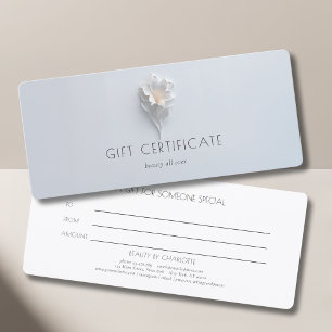 Minimalistische florale weiße Salon-Geschenkgutsch