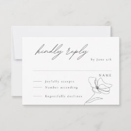 Minimalistische Floralinline Kunstkarte RSVP Karte