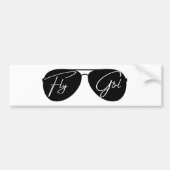 Minimalistische Fly Girl Typografie, Aviator-Sonne Autoaufkleber (Vorne)