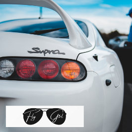 Minimalistische Fly Girl Typografie, Aviator-Sonne Autoaufkleber