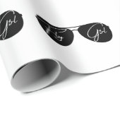 Minimalistische Fly Girl Typografie, Aviator-Sonne Geschenkpapier (Rolleneckpunkt)