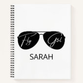Minimalistische Fly Girl Typografie, Aviator-Sonne Notizblock (Vorderseite)