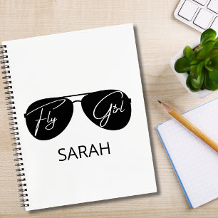 Minimalistische Fly Girl Typografie, Aviator-Sonne Notizblock