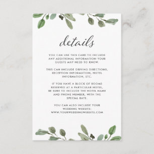 Minimalistische Foliage   Angaben zum Hochzeitgast Begleitkarte