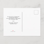 Minimalistische Foliage Ankündigungspostkarte (Rückseite)