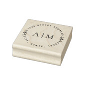 Minimalistische Foliage Couple Initial Round-Addre Gummistempel (Stempel)