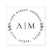 Minimalistische Foliage Couple Initial Round-Addre Permastempel (Design)
