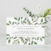 Minimalistische Foliage| Dusche für Paare Einladung (Stehend Vorderseite)