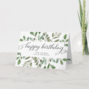 Minimalistische Foliage   Happy Birthday Karte