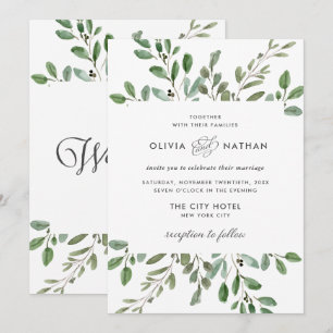 Minimalistische Foliage   Hochzeit Einladung