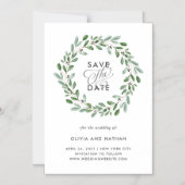 Minimalistische Foliage | Hochzeitsstichtag speich Magneteinladung (Vorderseite)