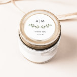 Minimalistische Foliage | Monografische Hochzeit Runder Aufkleber<br><div class="desc">Diese trendigen botanischen Hochzeitsaufkleber verfügen über einen einfachen,  minimalistischen Zweig von Aquarellgrün-Blätter mit Ihren Initialen oder Monogramm auf weißem Hintergrund.</div>