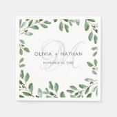 Minimalistische Foliage | Monografische Hochzeit Serviette (Vorderseite)