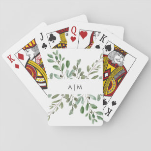 Minimalistische Foliage   Monogramm Spielkarten