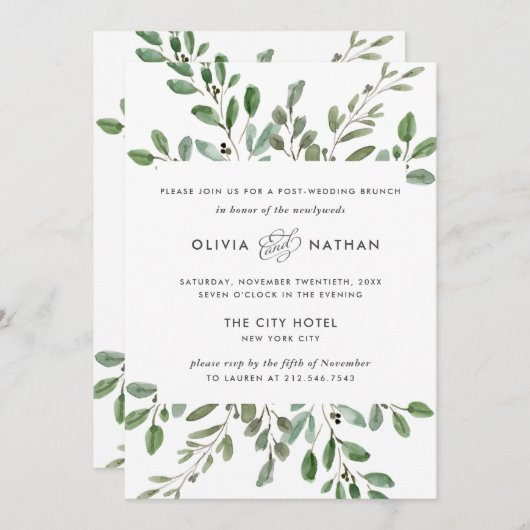 Minimalistische Foliage| Post-Hochzeitsfeier Einladung (Vorne/Hinten)