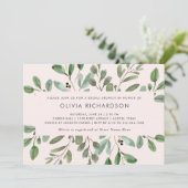 Minimalistische Foliage Rosa | Bridal Brunch Einladung (Stehend Vorderseite)