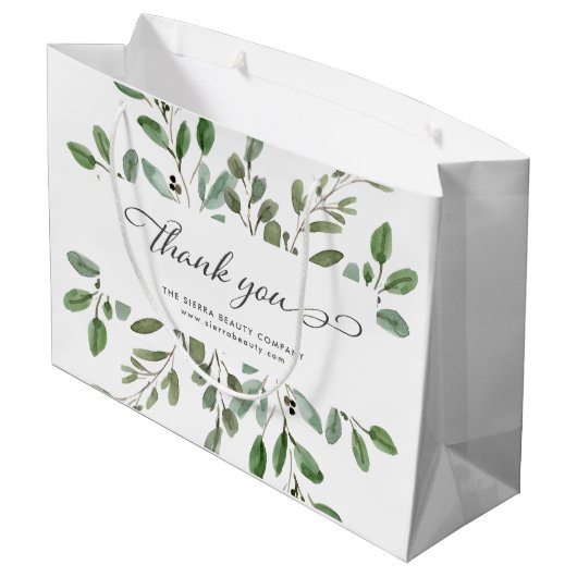 Minimalistische Foliage | Vielen Dank, dass Sie ei Große Geschenktüte (Rückseite Schrägansicht)