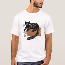 Minimalistische Folk Art Black Cat auf der Hand