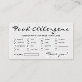 Minimalistische Food Allergens Karte (Rückseite)