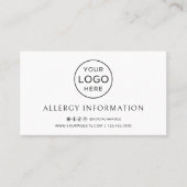 Minimalistische Food Allergens Karte (Vorderseite)