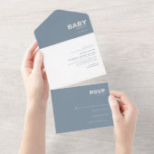 Minimalistische formale Blue Baby Dusche All In One Einladung (Abreißen)