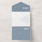 Minimalistische formale Blue Baby Dusche All In One Einladung (Innen Boden)