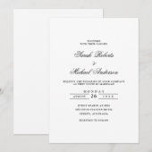 Minimalistische formale Romantische Schwarze Schri Einladung (Vorne/Hinten)