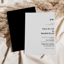Minimalistische formale Schwarze Boda Hochzeit Einladung
