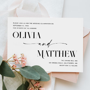Minimalistische formale Typografie-Hochzeit Foto Einladung