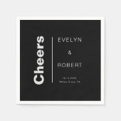 Minimalistische formelle Black Wedding Cheers Serviette (Vorderseite)