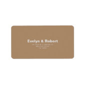 Minimalistische formelle Braun-Hochzeit Adressaufkleber (Vorne)