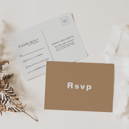 Minimalistische formelle Braun-Hochzeit Rsvp Postkarte