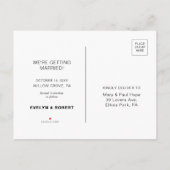 Minimalistische formelle Hochzeit speichern Sie da Ankündigungspostkarte (Rückseite)