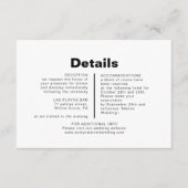 Minimalistische formelle Hochzeitdetails Begleitkarte (Vorderseite)