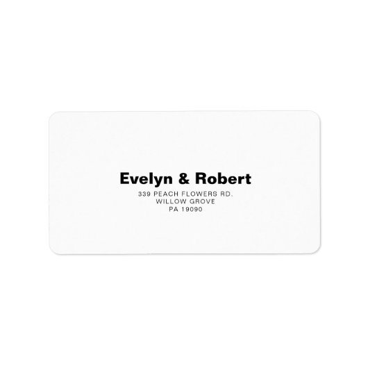 Minimalistische formelle Hochzeitsreise Adressaufkleber (Vorne)