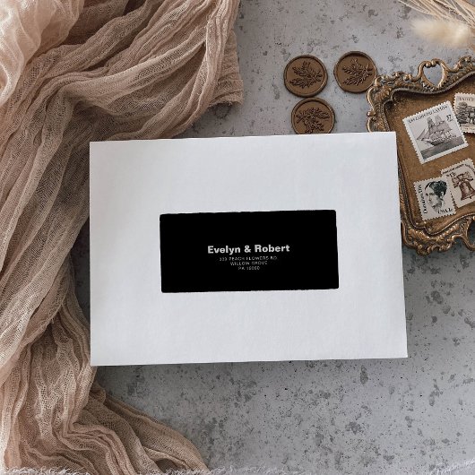Minimalistische formelle Schwarze Hochzeit Adressaufkleber