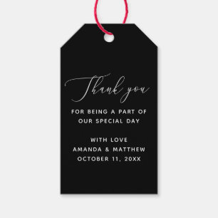 Minimalistische formelle schwarze Hochzeit. Klassi Geschenkanhänger